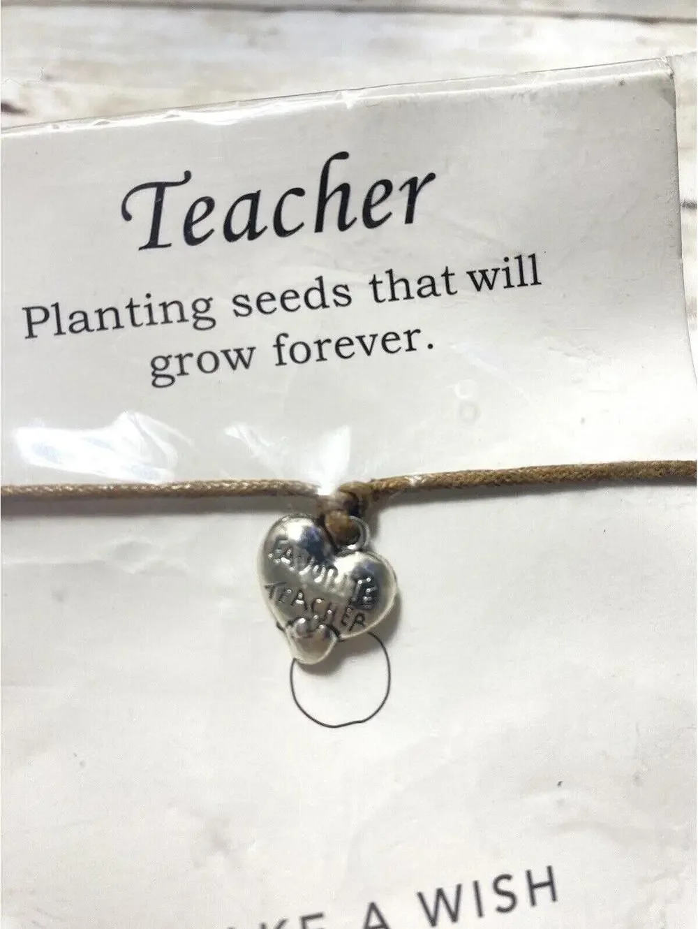 Favourite Teacher Inspirational Charm Bracelet Gift Brand New Make-A-Wish Jewelr